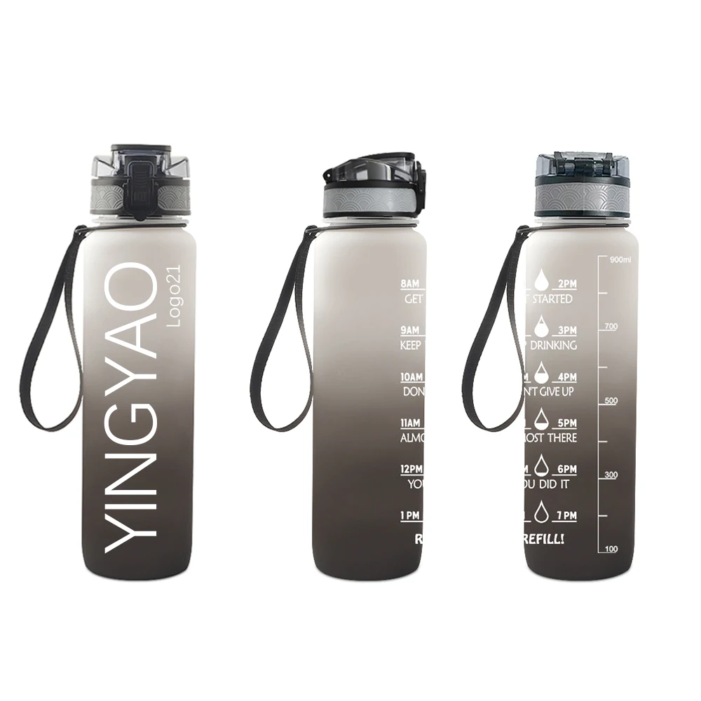 Оптовая продажа по индивидуальному заказу bpa free eco 1000 мл 1000 мл 1l 32 oz 32 oz пластиковая тритановая Мотивационная бутылка для питьевой воды с временным маркером