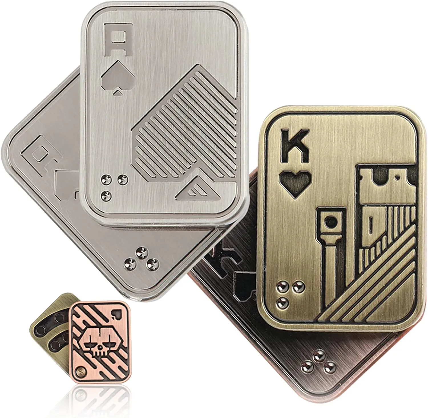 金属ポーカーFidgetスライダー金属ポーカープッシュカードFidget