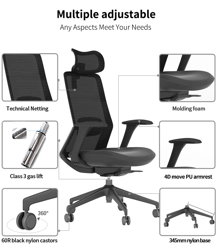 High Back Mesh Swivel Computer Desk Boss Chair supplier