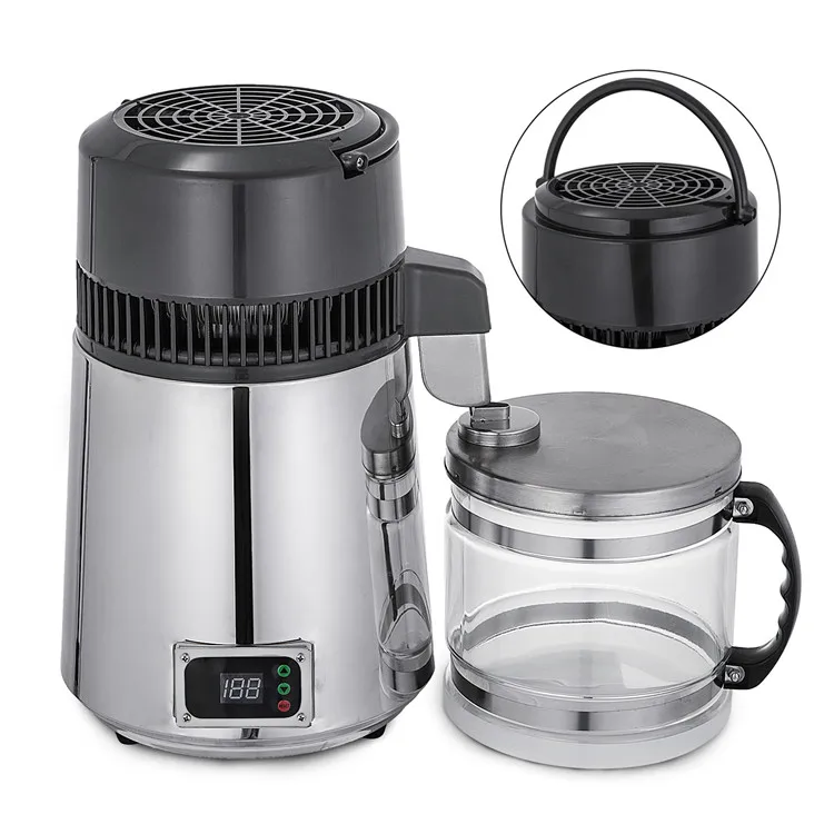 Mega Water Distiller　蒸留水器 蒸留水器(蓋:白色 本体:ステンレス)新ガラス容器・磁器ノズル
