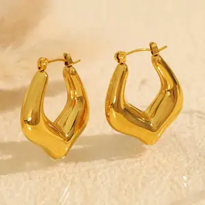 Earrings Color-proof Water Droplet C-shaped Trendy Student Accessory 2026 Upscale Girlfriend Curved Hoop Earrings Christmas