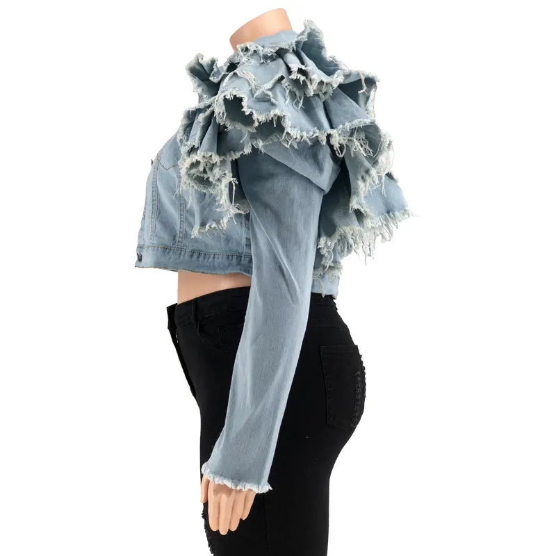 TYPESERVICE ♥ Ruffled Denim Jacket /追跡付 MUSINSA | TYPESERVICE Ruffled Denim Jacket [Black]