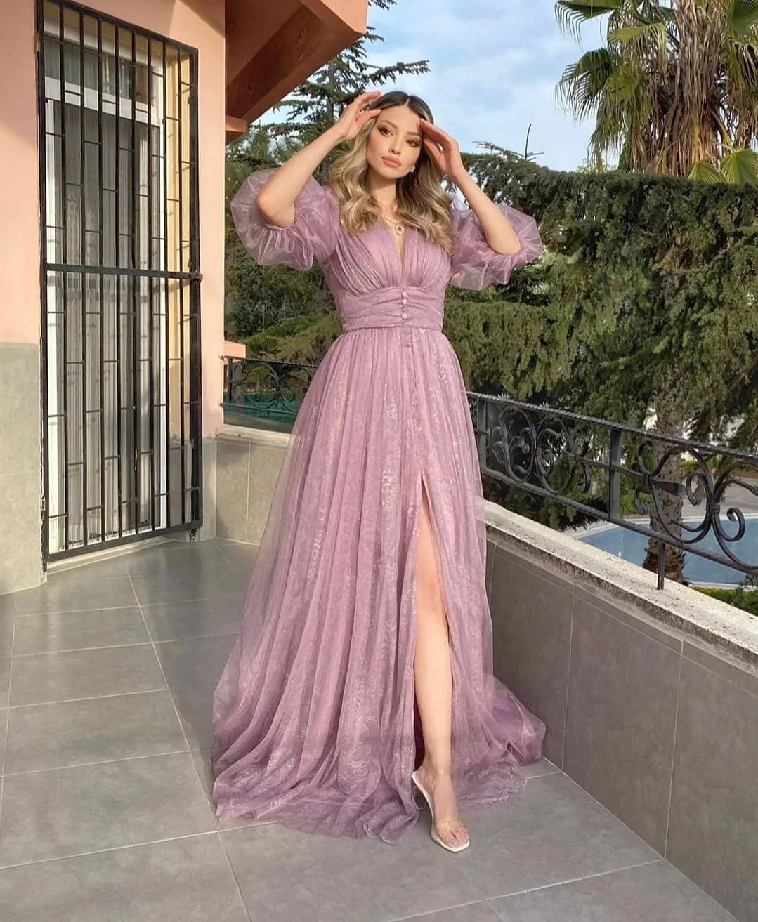 New Model Party Dress Plus Size Plus Size with Glitter Fabric Plus Size Blue Color Evening Dress