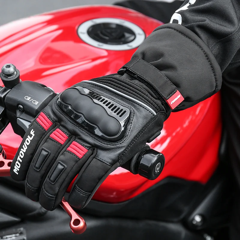MOTOWOLF Motorcycle Warm Gloves Waterproof Touch Screen Winter Riding Bikers Motorbike Racing Gloves