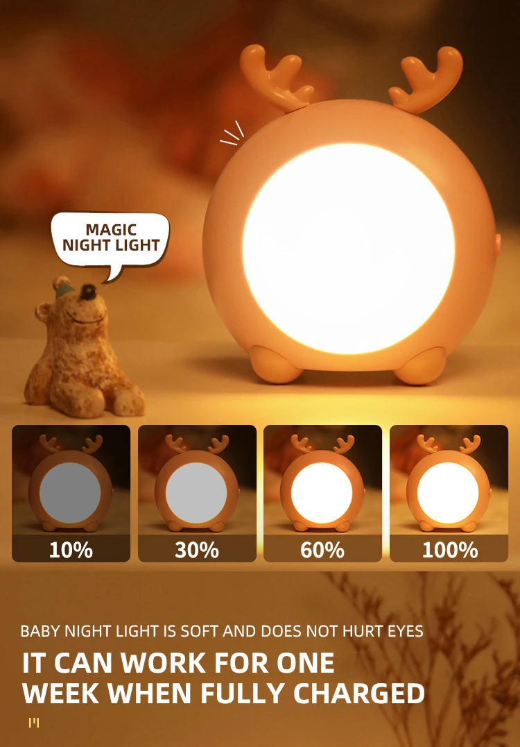 Stepless Dimming Bedside Bedroom Decoration Cute Children's LED Cartoon Touch Baby Night Light details