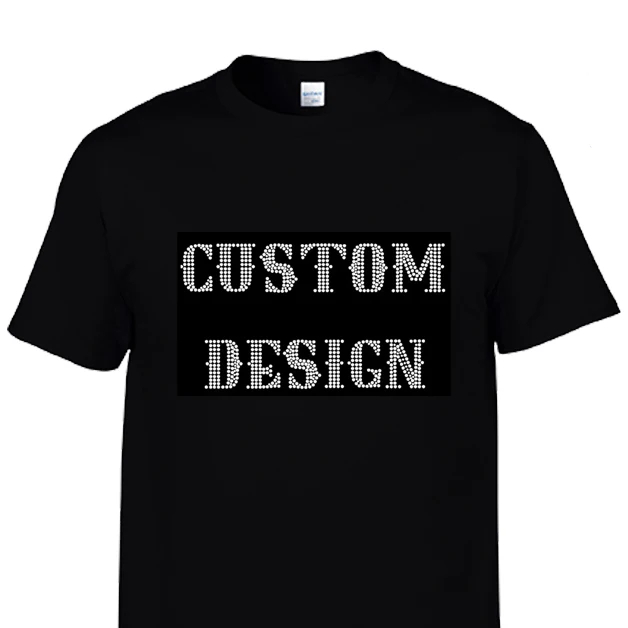 Luminous High Quality Factory Custom Letter Design Rhinestone Bling Hot Fix Short Sleeve Casual 100 Cotton T Shirt