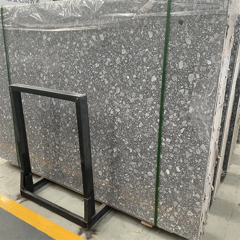 High Quality Factory Price Dark Grey Terrazzo Stone Slabs For Interior Wall And Floor Design