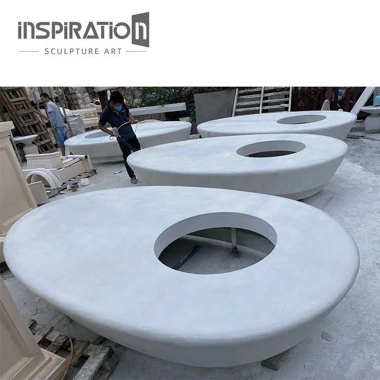 Amazing Design Public Concrete Park Modern GRC(Glass Fiber Reinforced Concrete) Outdoor Garden Curved Patio Bench
