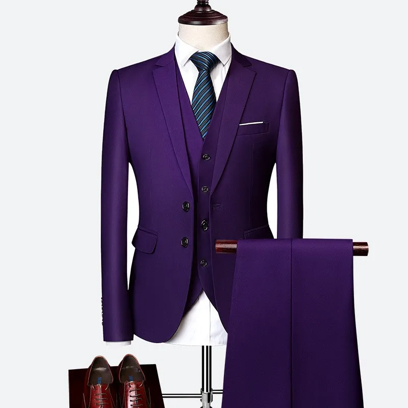Y2603 British Style Business Suit for Men Slim Fit Jacket+Vest+Pant 3 Piece Set Formal O aperçu 26