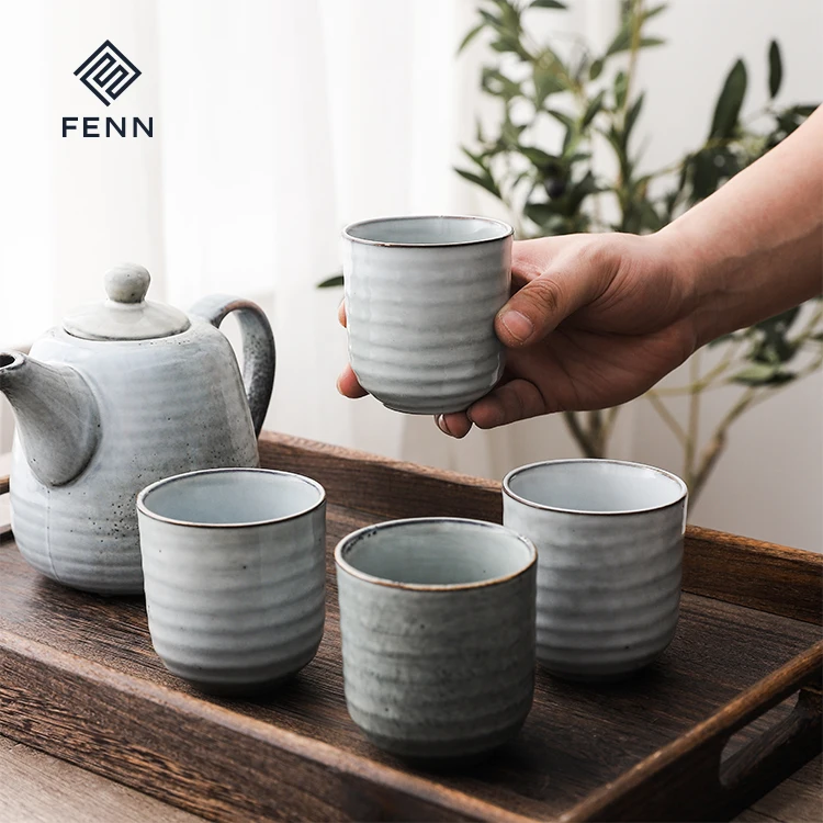 FENN fancy dusty fambe effect vintage yunomi tea cups  handleless 7oz ceramic cup for vending