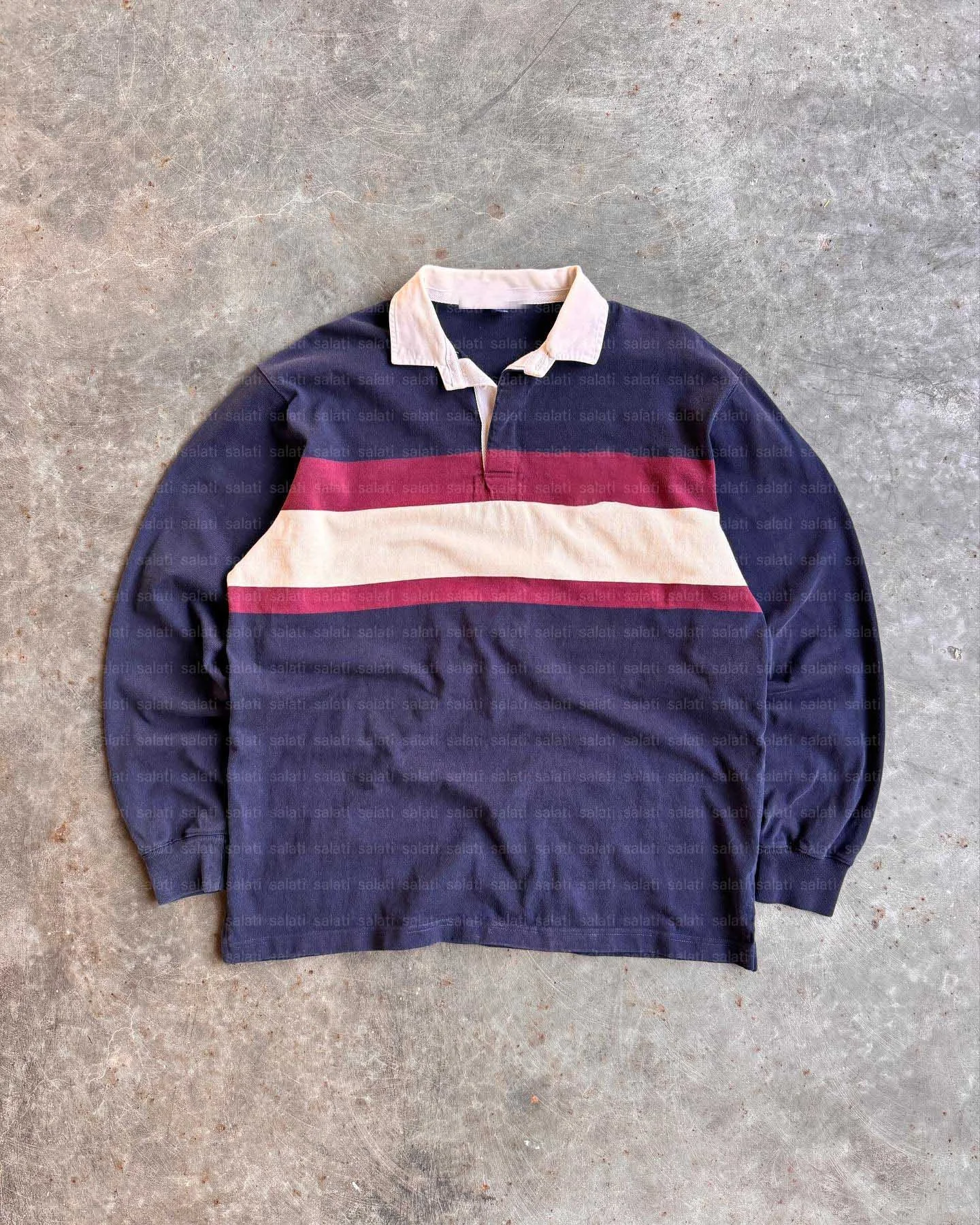 Salati Wholesale Tshirt 100% Polyester Blank Drop Shoulder Embroidery Stripe Full Long Sleeve Rugby Jersey Polo Shirts for Men gallery 2