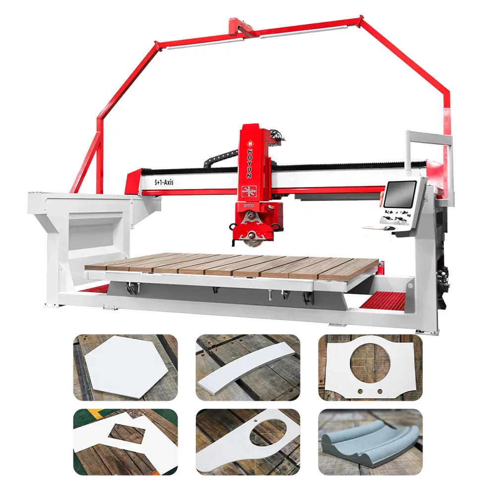 Hongyi  Stone Cutting Machine 5 Axis CNC Bridge Saw with Water Jet Marble Granite Stone Machinery Factory Price on Sale