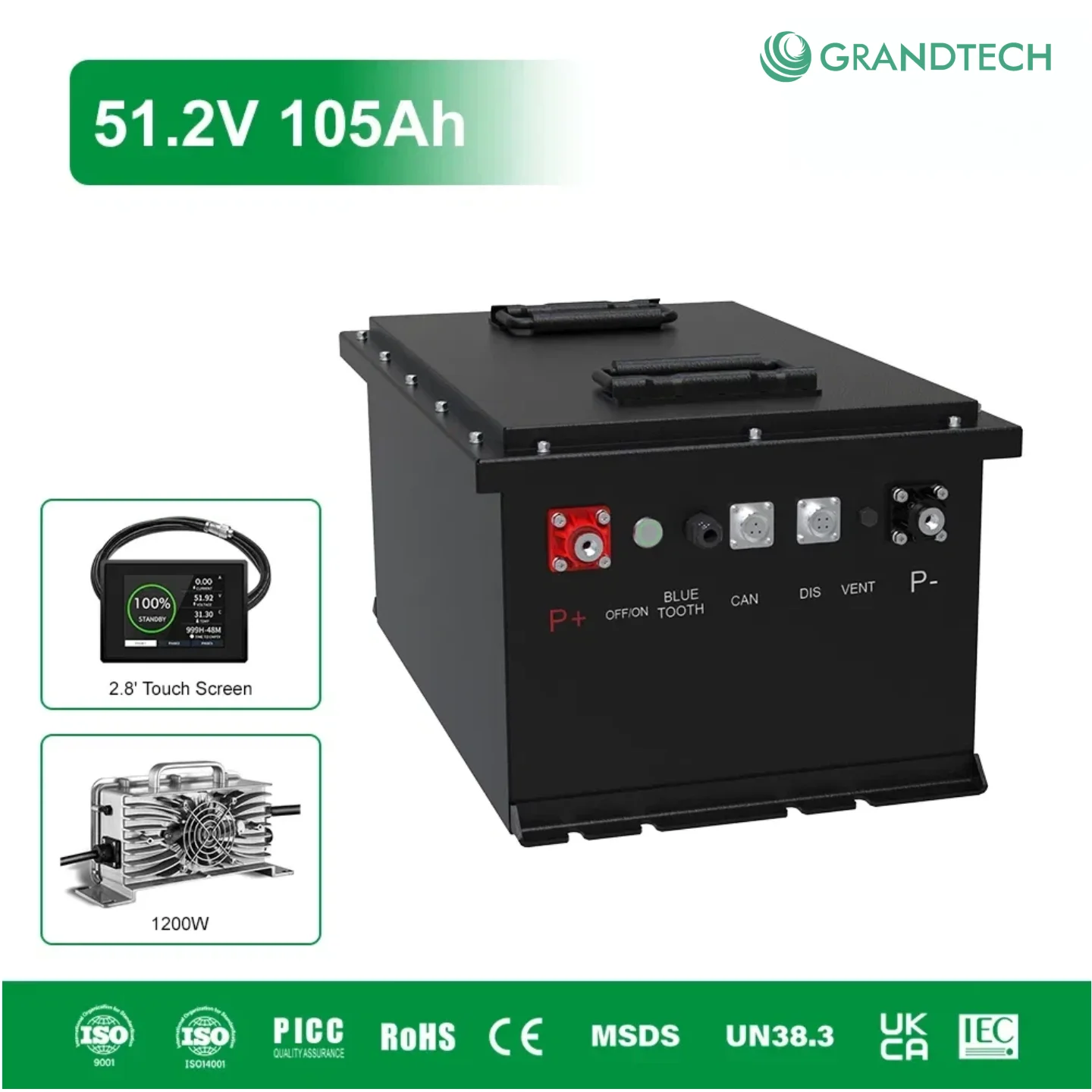 High Capacity Rechargeable 48V 51.2V 50ah/60ah/90ah/105ah Golf Cart Battery LiFePO4 Lithium Iron Li-ion Batteries for EV