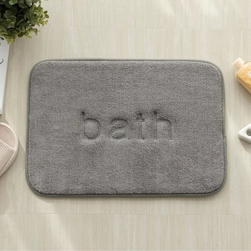 Custom Shu Velvet Foam Embroidered Bath Mat BATH Letters Non-slip Absorbent Bath Mat Floor Mat factory