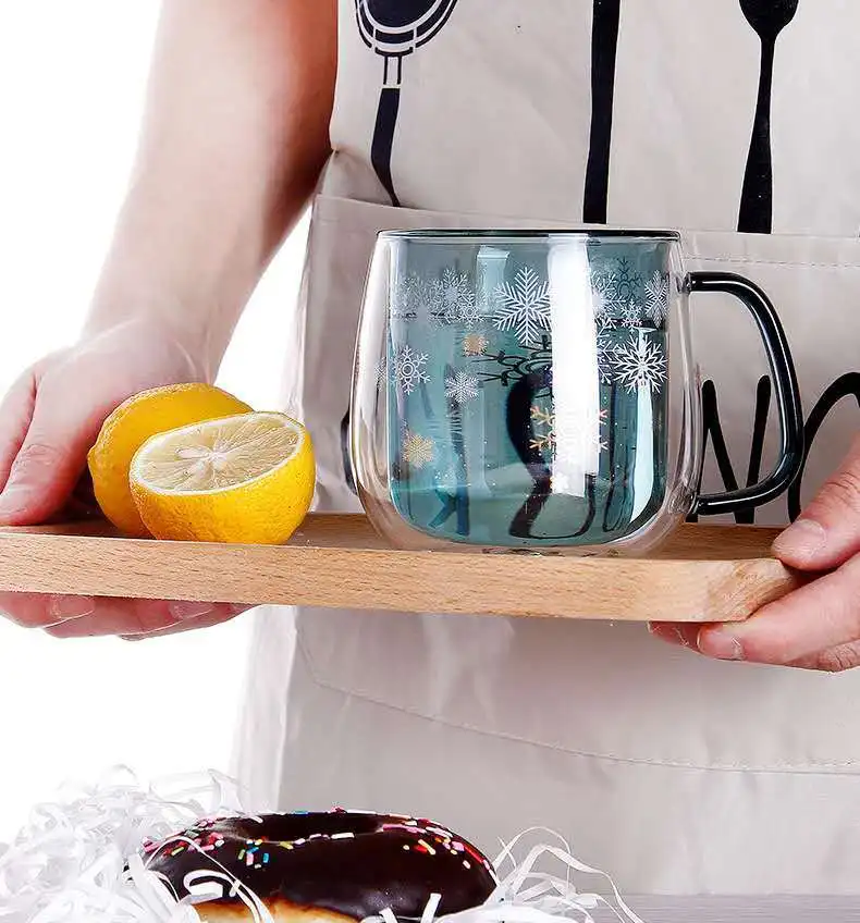 双壁玻璃可重复使用带手柄的咖啡杯 - buy glass cup,double wall