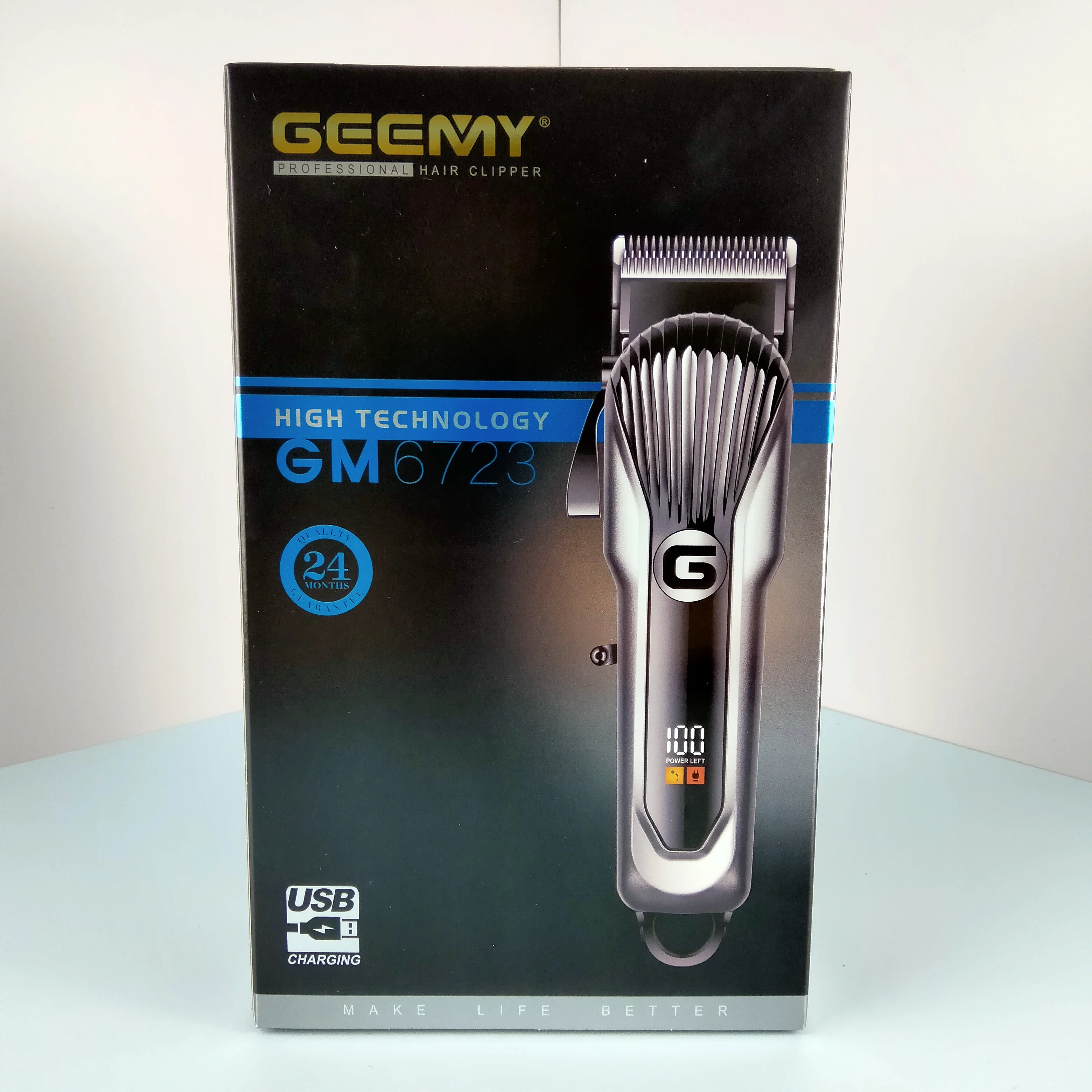 View Larger Image Geemy GM-6723  Barber Equipment Professional Cordless Electric Hair Trimmer Rechargeable Hair Clip