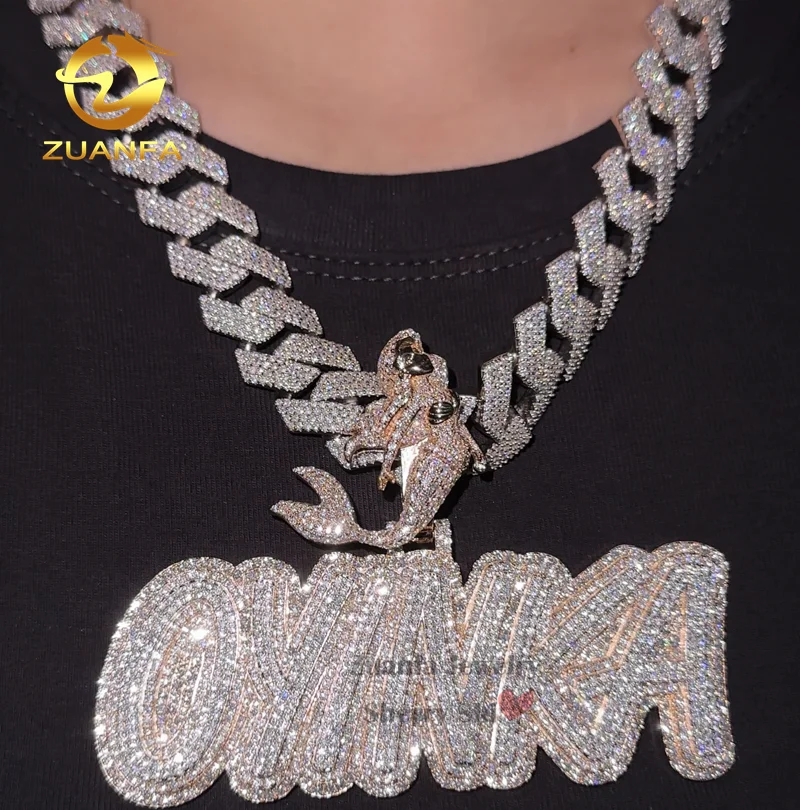 Iced Out Custom Name Necklace Cuban Chain Rose Gold Plated VVS