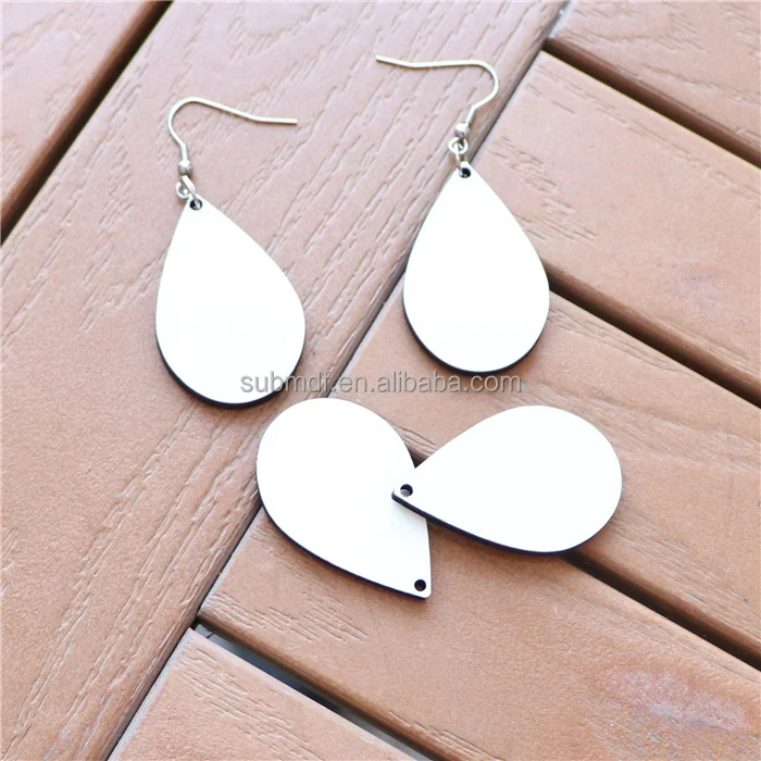 High Quality Photo Printing Custom Teardrop Earrings Sublimation Blank MDF Earrings for Ladies
