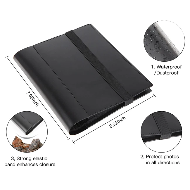 Customizable Small Size PP Cover Photo Album 4x6 Photos Black Inner Page with Strong Elastic Band