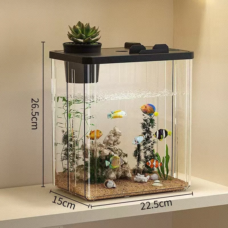 Transparent Acrylic Fish tank Viewing Fish tank Aquarium Landscaping With Lid Living Room Small Desktop tank Large