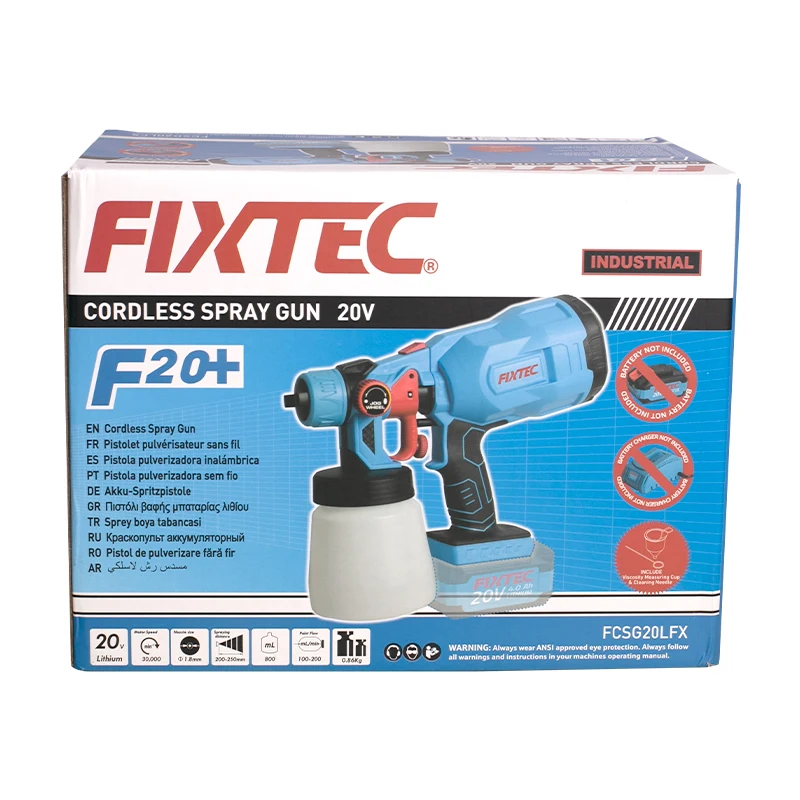 FIXTEC Handheld 20V Cordless Power Spray Gun Lithium Battery Cordless Airless Paint Spray