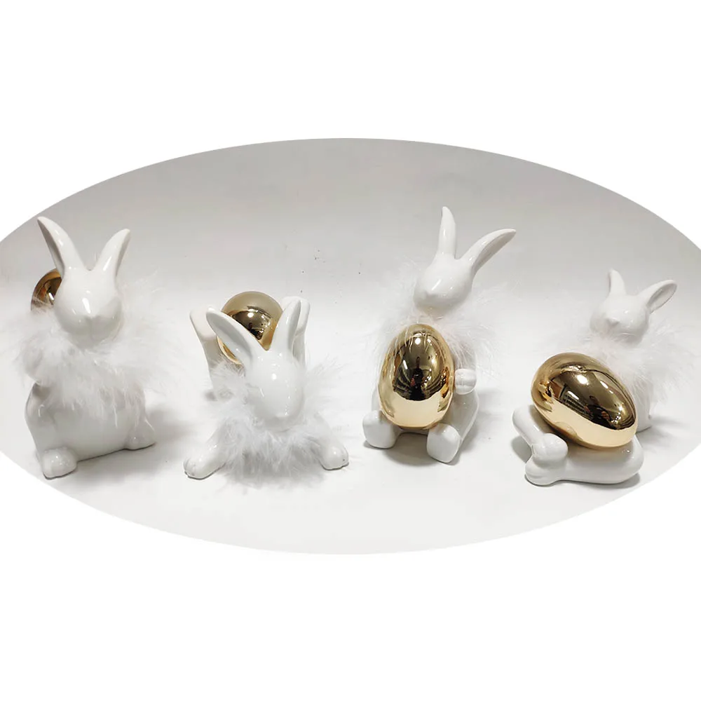 Personalized Ceramic Easter Egg Bunny Hugs