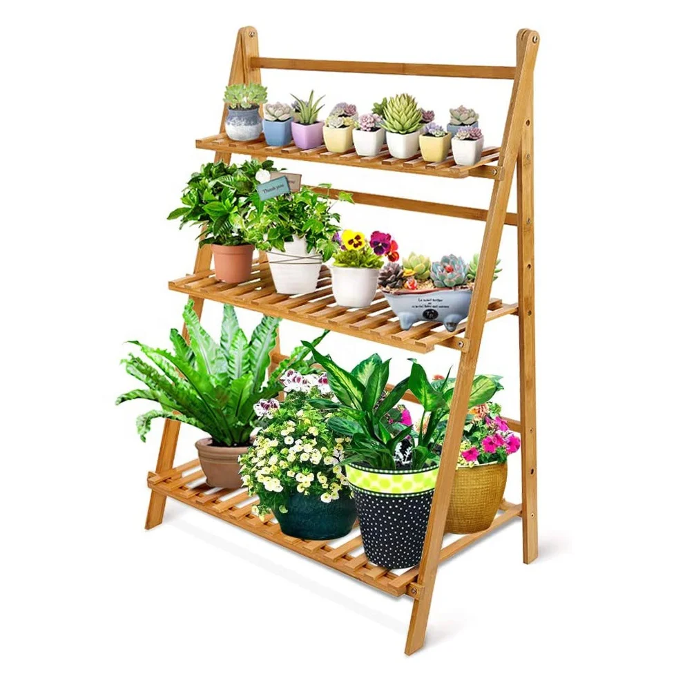 Folding Bamboo Shoe Rack, 3 Tier Storage Stand