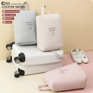 Large Capacity Travel Shoe Storage Bag Cotton Fabric Dustproof Moisture-Resistant Zipper Closure Mildew-Resistant Portable
