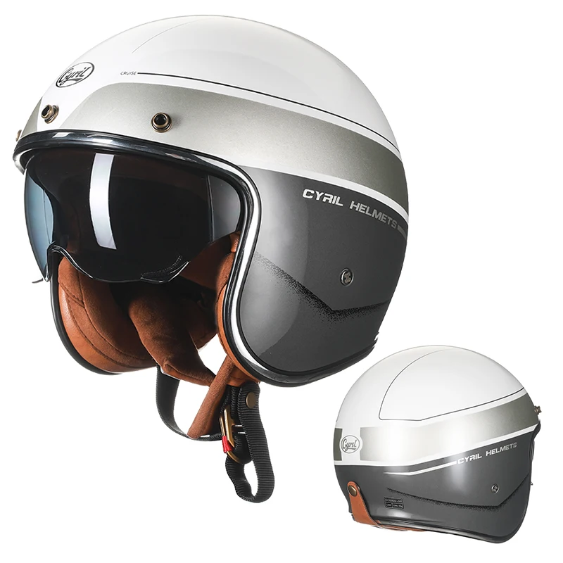 Casques Bols Casque Jet Oto Vintage Avec Lunettes Pilote Rétro Dei