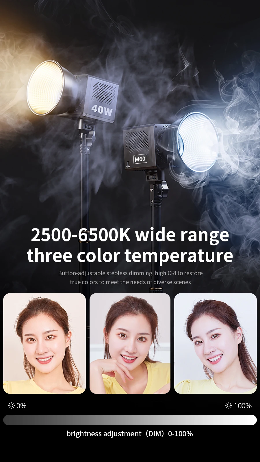 M60 40w Led Light Recargable Flash Light Rechargeable Led Flashing Light for Camera