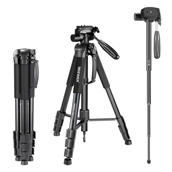 Neewer Camera Tripod Monopod Portable 69.7 Inches/177 cm Aluminum Alloy with 3-Way Swivel Pan Head Carrying Bag