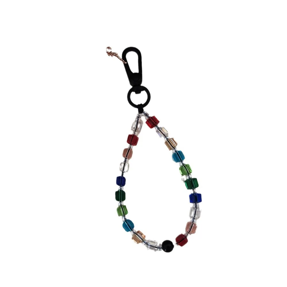 Tramway Keychain Rainbow Braided Crystal Bead Tram Car Phone Strap Keychain Stylish ...