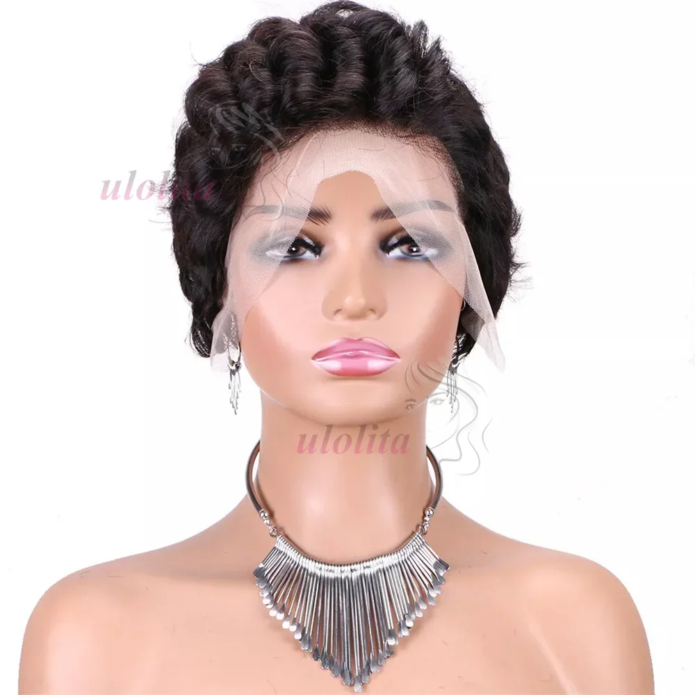 P4/30 Highlight Pixie Curly 13*4 Lace Frontal Human Hair Wig Indian Short Bob Wig_voghion.com
