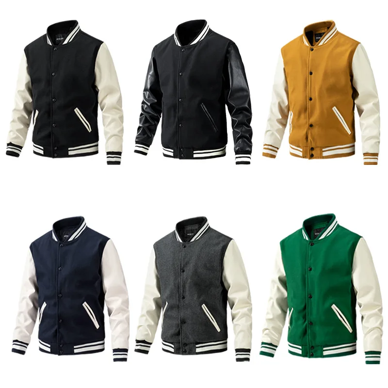 Autumn and Winter Fashion American Baseball uniform Woolen mens gym clothes Sleeve Men's Jackets_voghion.com