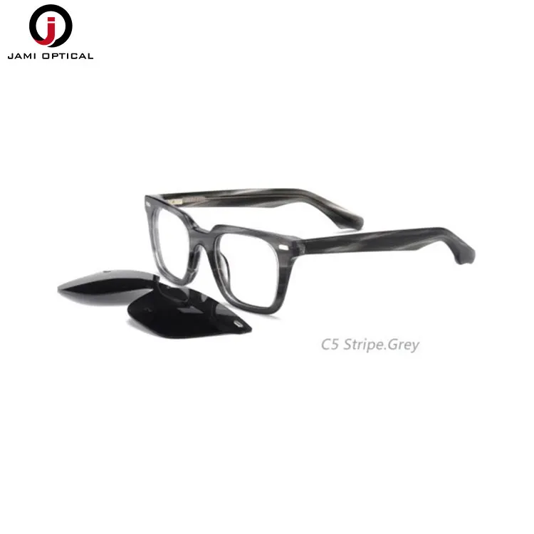 High Quality Square Magnet Sunglasses Acetate Frame Polarized Lens Men Clip on Glasses Sunglasses
