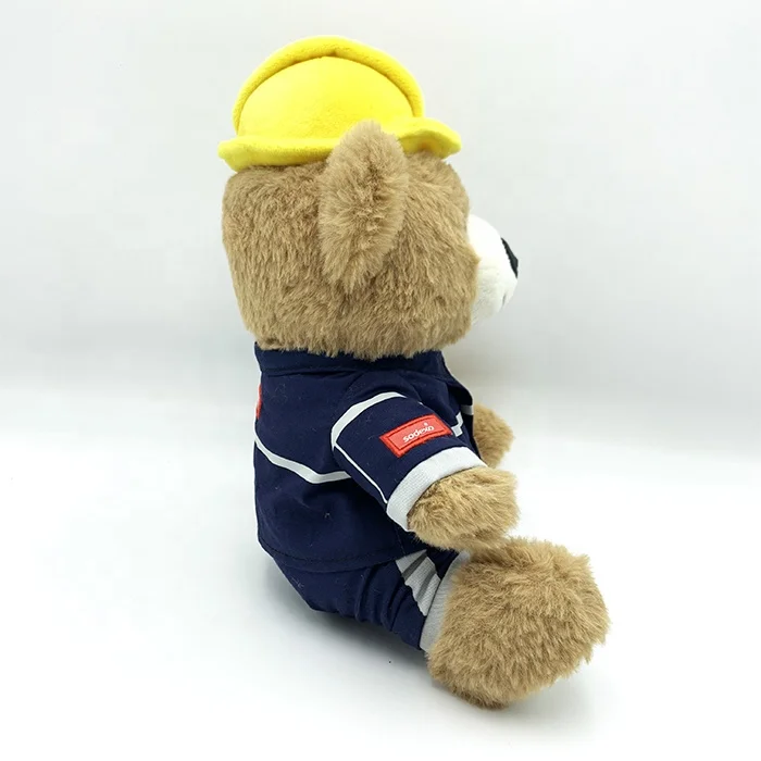 LOW MOQ Personalized Soft Engineer Uniform Teddy Bear Stuffed Plush Bear Doll