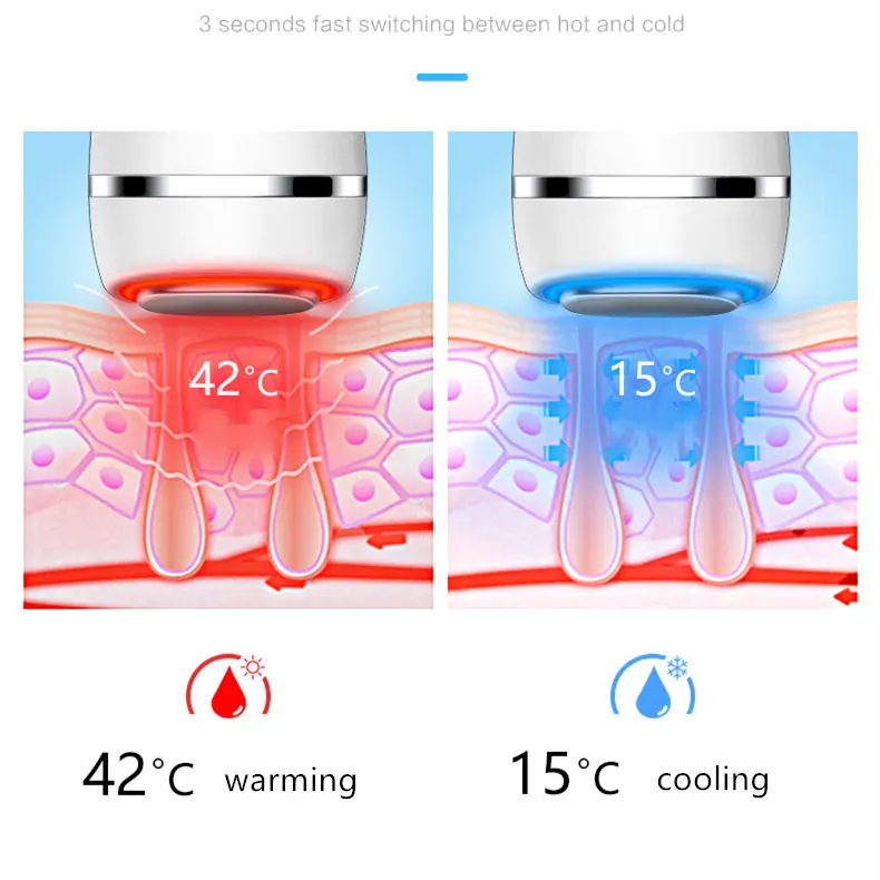 Heating and Cooling Photon Facial Eye Care Massager Red Light Blue Light Beauty Device