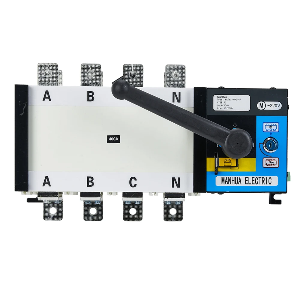 Manhua MATYS-400/4P 400A 220VAC 60HZ PC Grade 4 Pole 3 Phase ATS Dual Power Automatic Transfer Switch