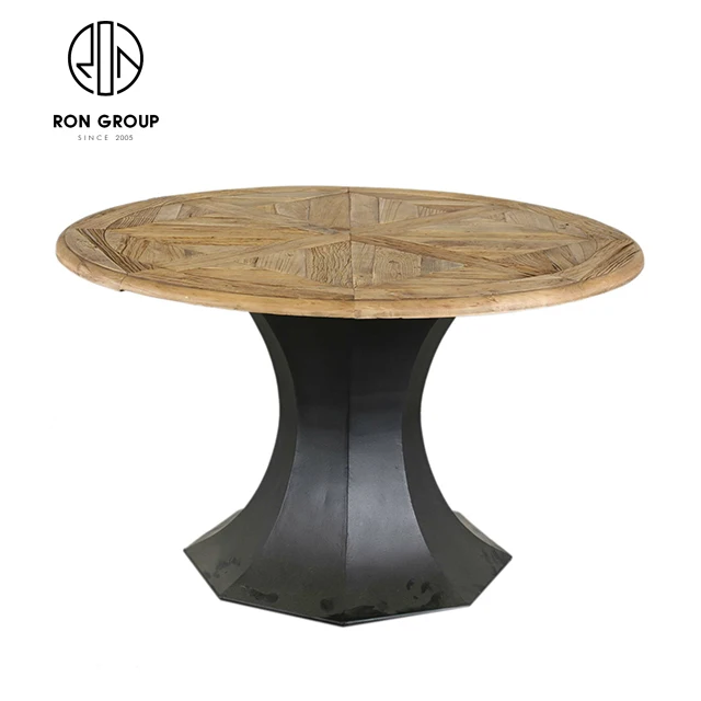 Light luxury nesting round coffee table with metal frame small tray coffee shop furniture wood coffee table