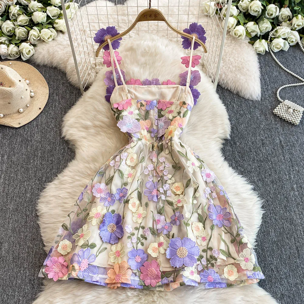 Vintage Dress LW1340 Sheer Mesh 3d Floral Embroidered Slim Fit Women'S  Dress - Strapless Cocktail Party Gown Evening Dresses