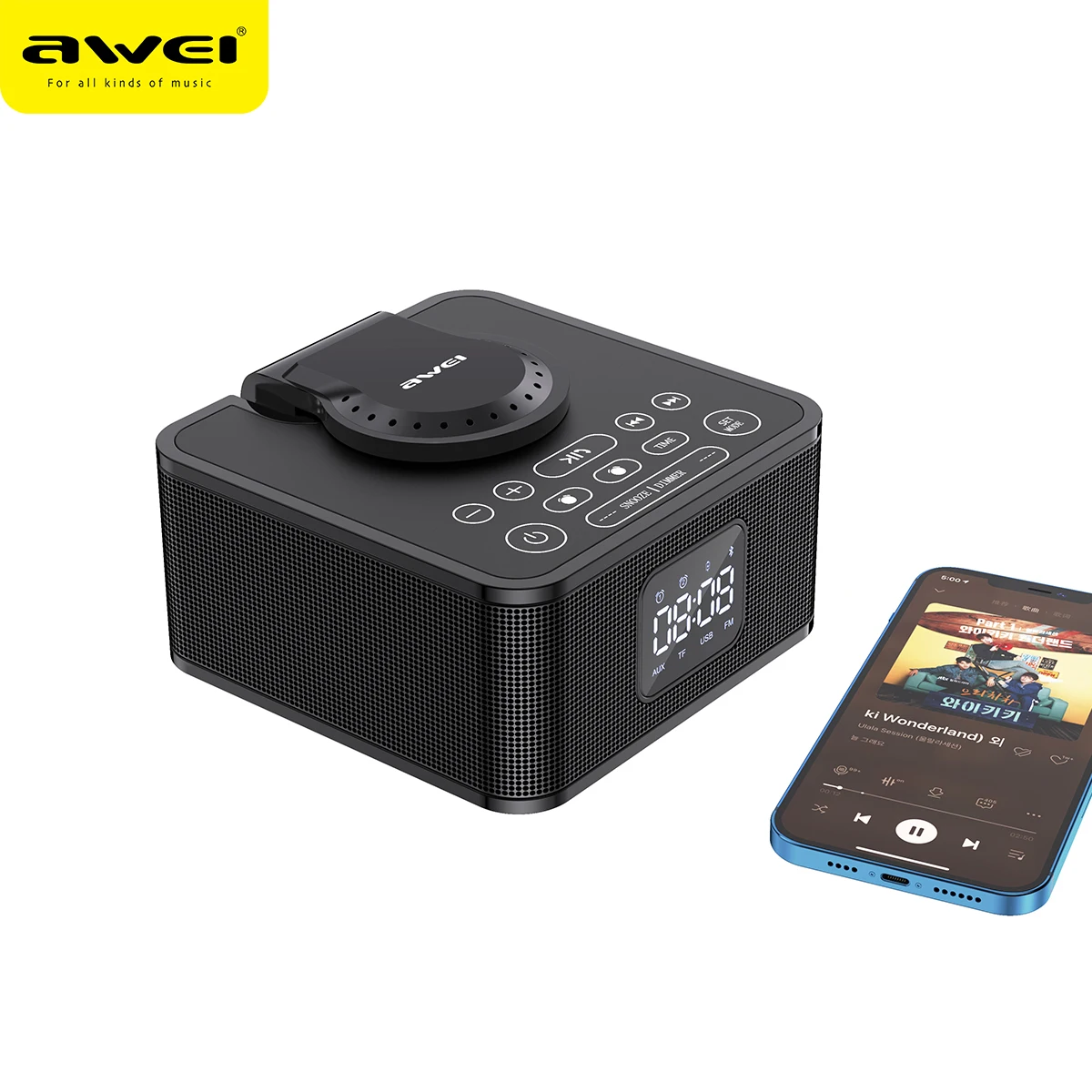 awei Y332 Multi Functional 10w Wireless Charger Power Bank Speaker