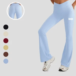 Custom logo High Waist Yoga Flare Leggings Active Sports Wear Gym  Push up Flare Yoga Leggings