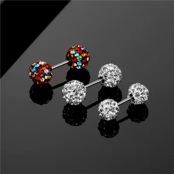 VRIUA Hot Sale Stainless Steel Long Soft Ear Bone Drill Ball Industrial Dumbbell Barbell Piercing Jewelry