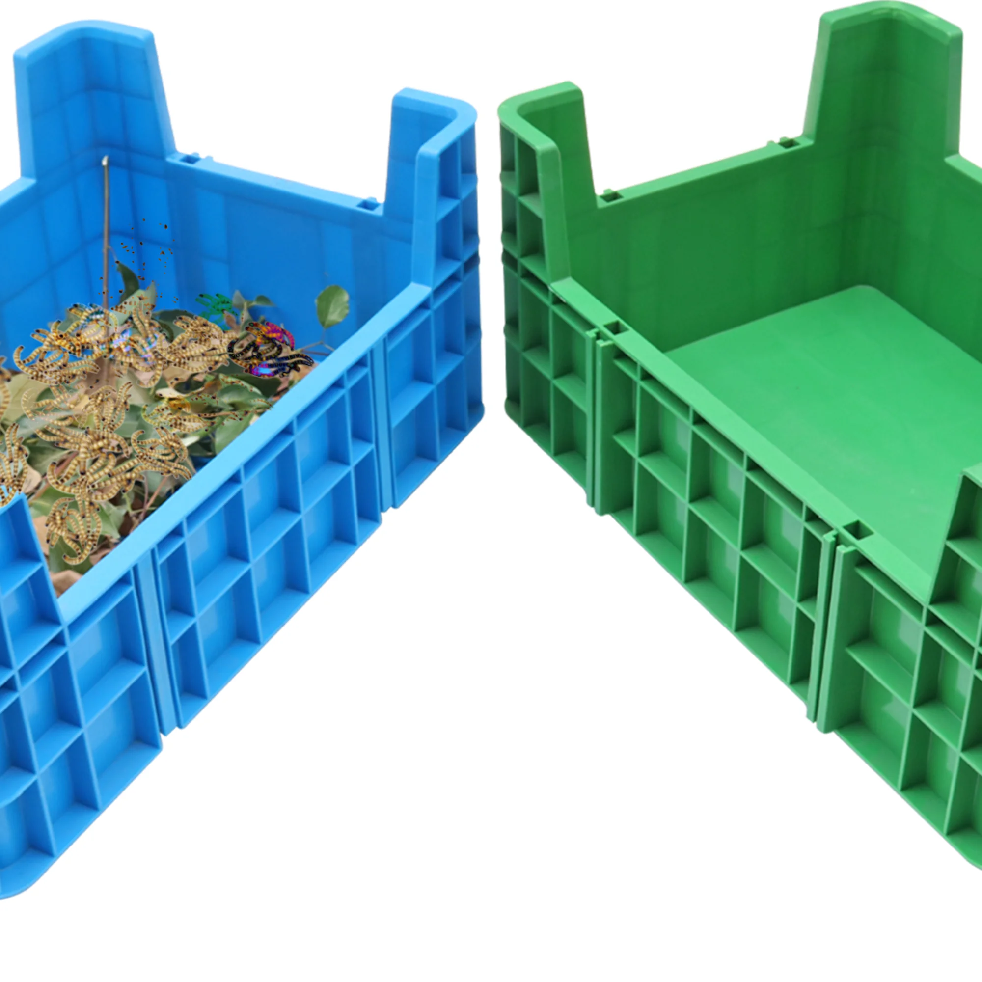 Stackable Insect Farming Alibaba.com: QS Customized 600x400x190mm PP Black Soldier Fly Mealworm ...