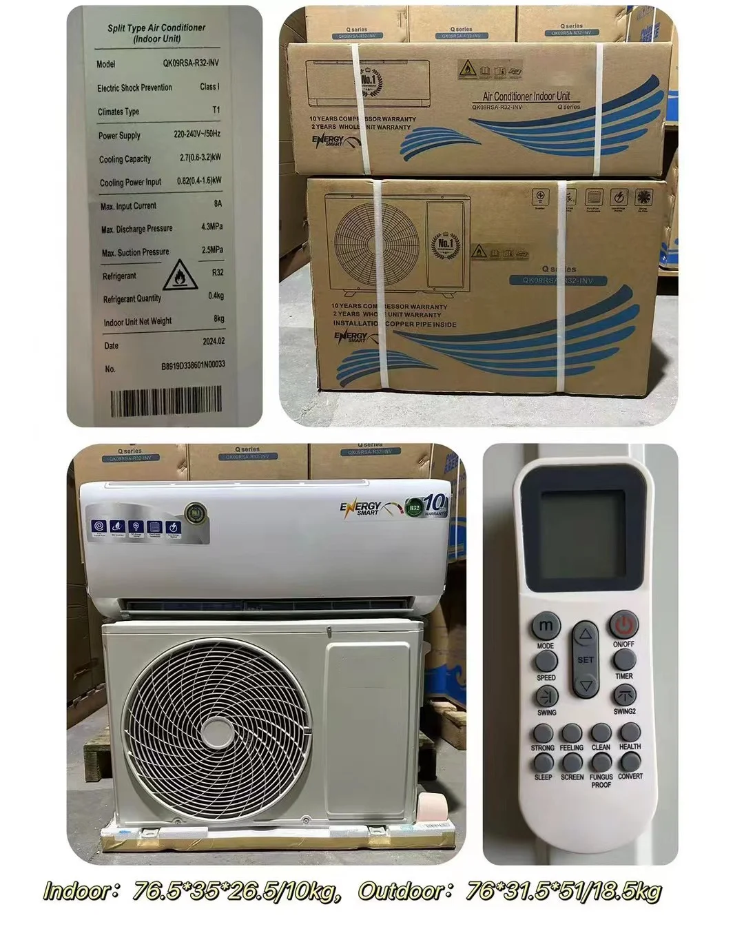 High Quality inverter and  non inverter Cooling Only In Stock Wall Mounted Mini Split Air Conditioner supplier