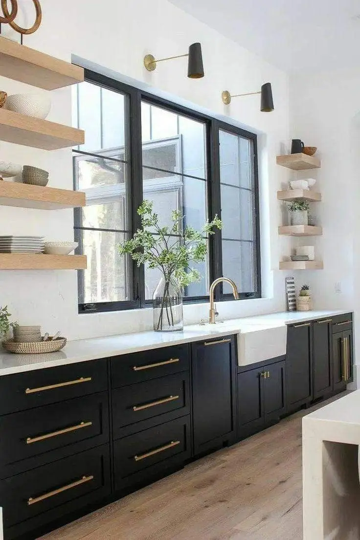 Customize Waterfall Counter Top Solid Wood Dovetail Drawer Kitchen Cupboard Kitchen Cabinet