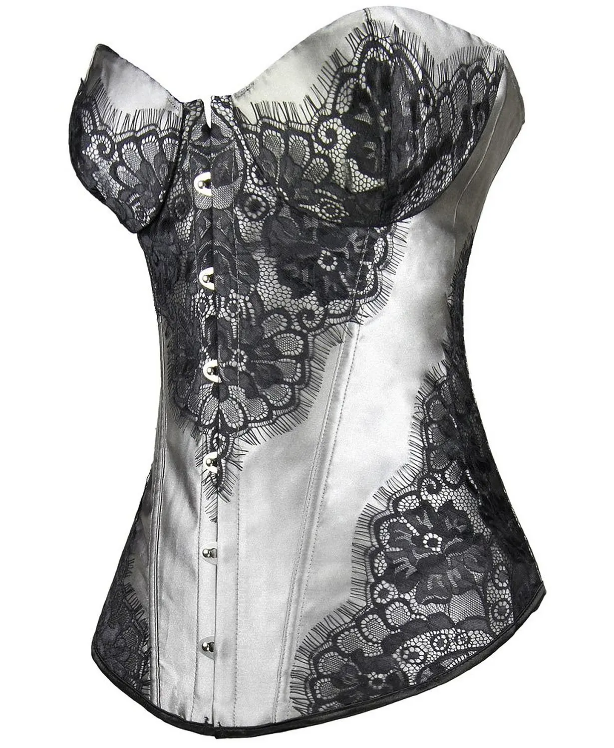 女式蕾丝提花半身紧身胸衣湿滑的哥特式紧身胸衣无背塑身绸缎紧身胸衣