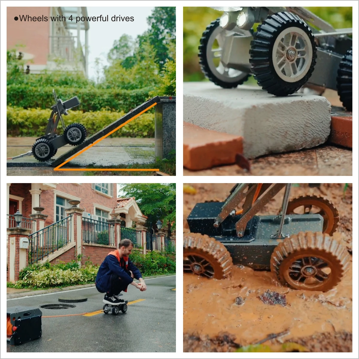 Sewer Camera Robot with 360 degrees Rotation&Pipe Inspection Crawler with 512Hz Sonde&Locator