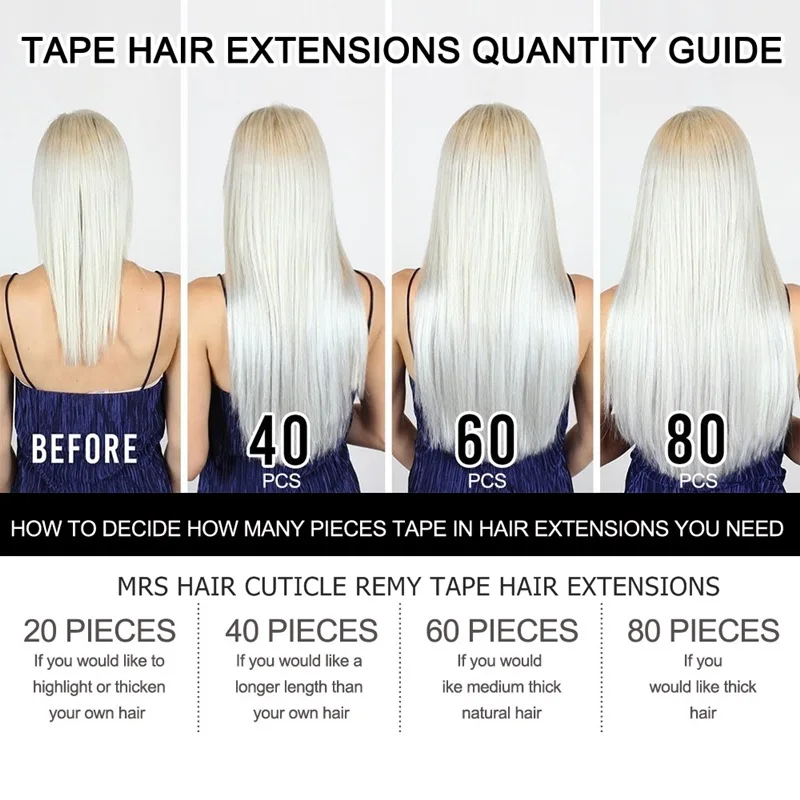 40 piece tape in hair extensions before and after