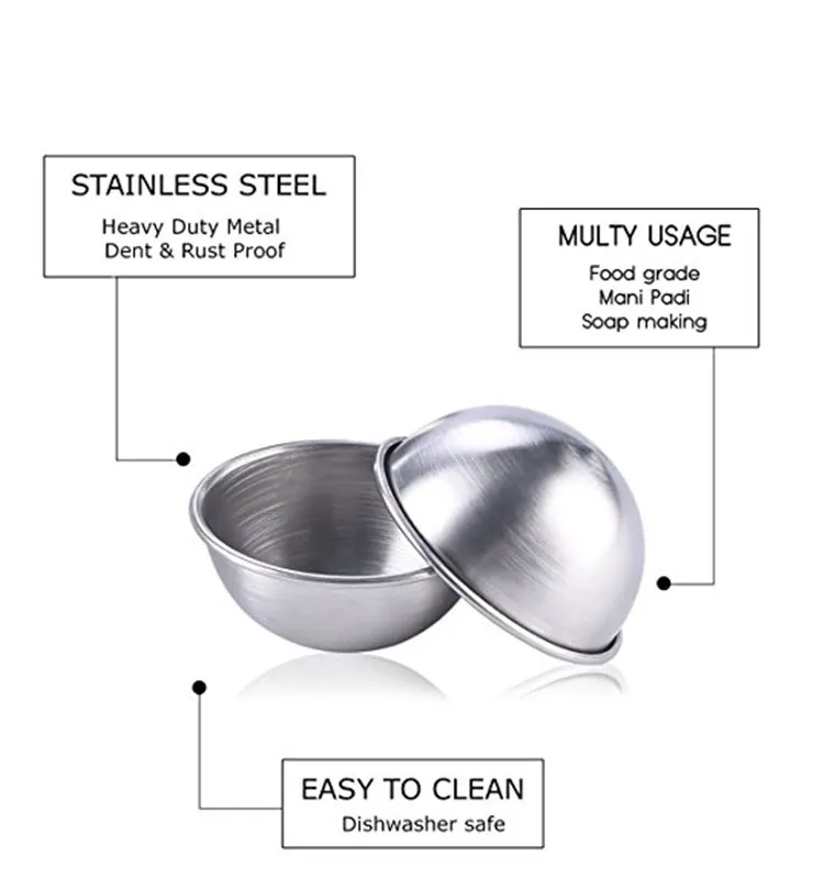 25mm 45mm 55mm 65mm 75mm 85mm Polished Stainless Steel Bath Bomb Moulds